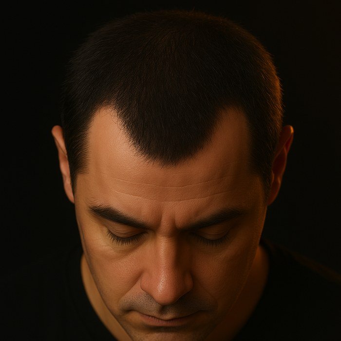Norwood stage 3 — clear M-shaped hairline